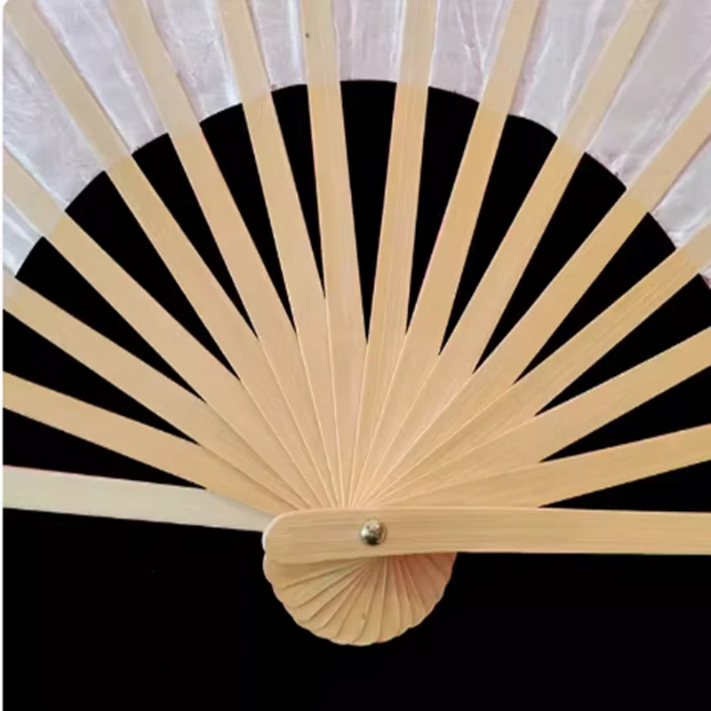 Magic Silk Veil Light Pink Purple Gradient Bamboo Handle Fan Extra Long Double Sided Chinese Folk Yangko Belly Dance Props 86cm