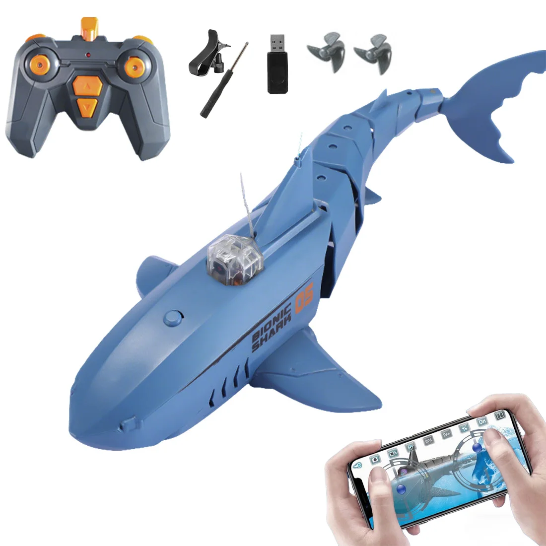 

APP Shark Cam 2.4G Remote Control Shark Toy with HD Underwater Camera Real-Time Video RC Biomimetic Waterproof Fish Submersible