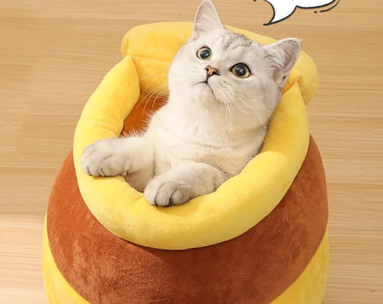 Cute Cat Nest Closed Net Red Honey Pot Nest Soft and Comfortable Removable Winter Warm Cartoon Dog Kennel Pet Kennel