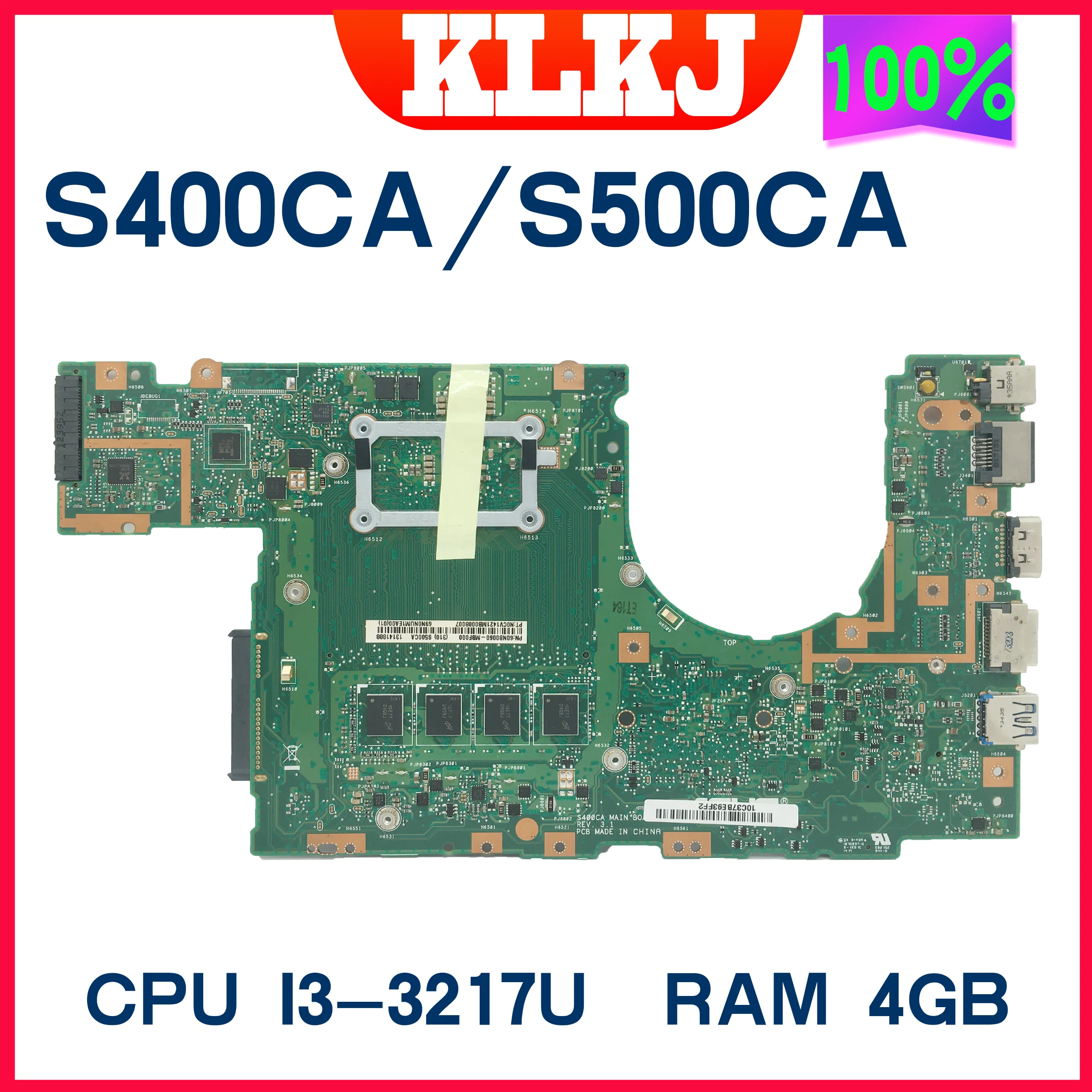 Pลyta gลรณwna do laptopa Dinzi S400CA dla ASUS Vivobook S400 S500 S500CA S400C S500C Notebook W/4G/2G-RAM I7-3517U I5-3317U
