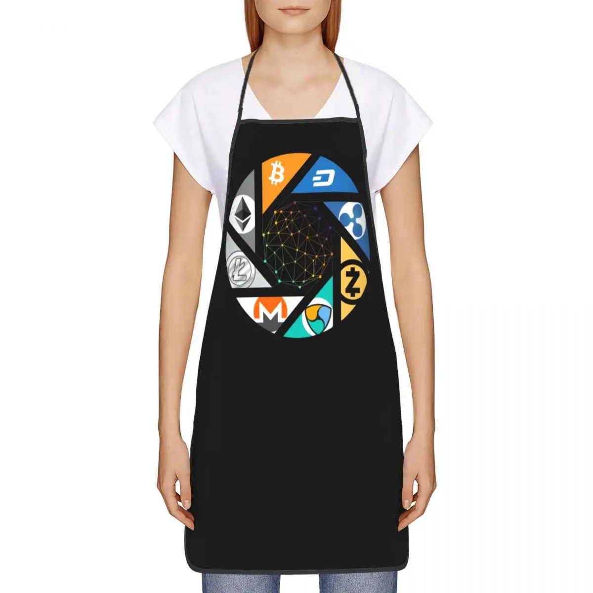 Bib Cryptocurrency Blockchain Altcoin Bitcoin Logo Apron Men Women Adult Chef Cooking Kitchen Ethereum Tablier Cuisine Baking