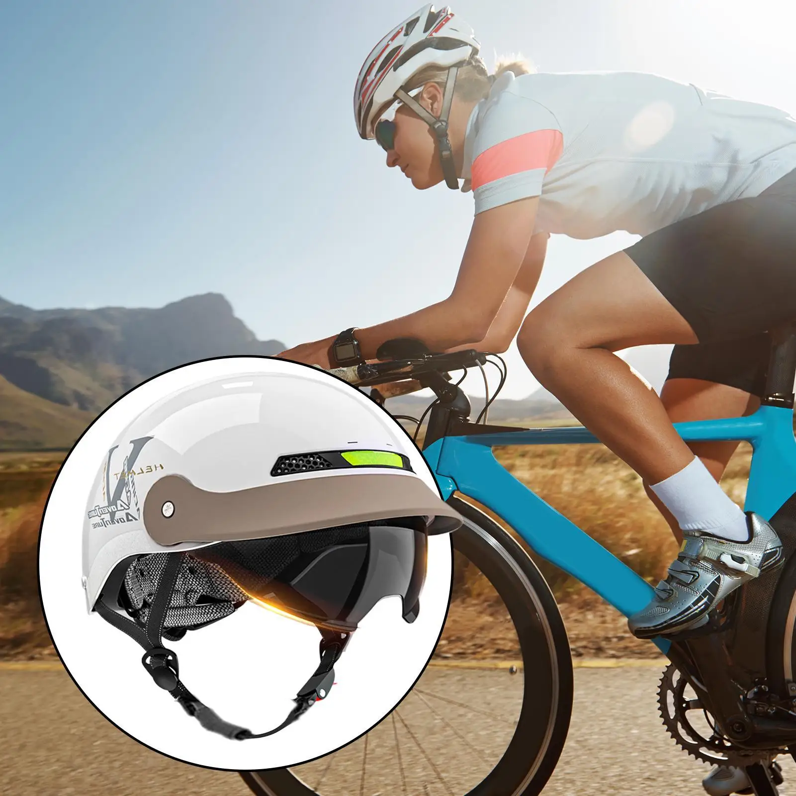 

Open Face Motorcycle Helmet Scooter Helmet With Sun Visor Protective Head Gear Quick Released For Cycling Skateboard ATV