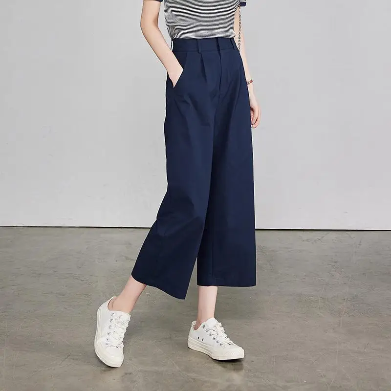 

Casual Wide-leg for Women in Summer New Style Small High Waist Loose Slim Nine-point Straight Pants for Women