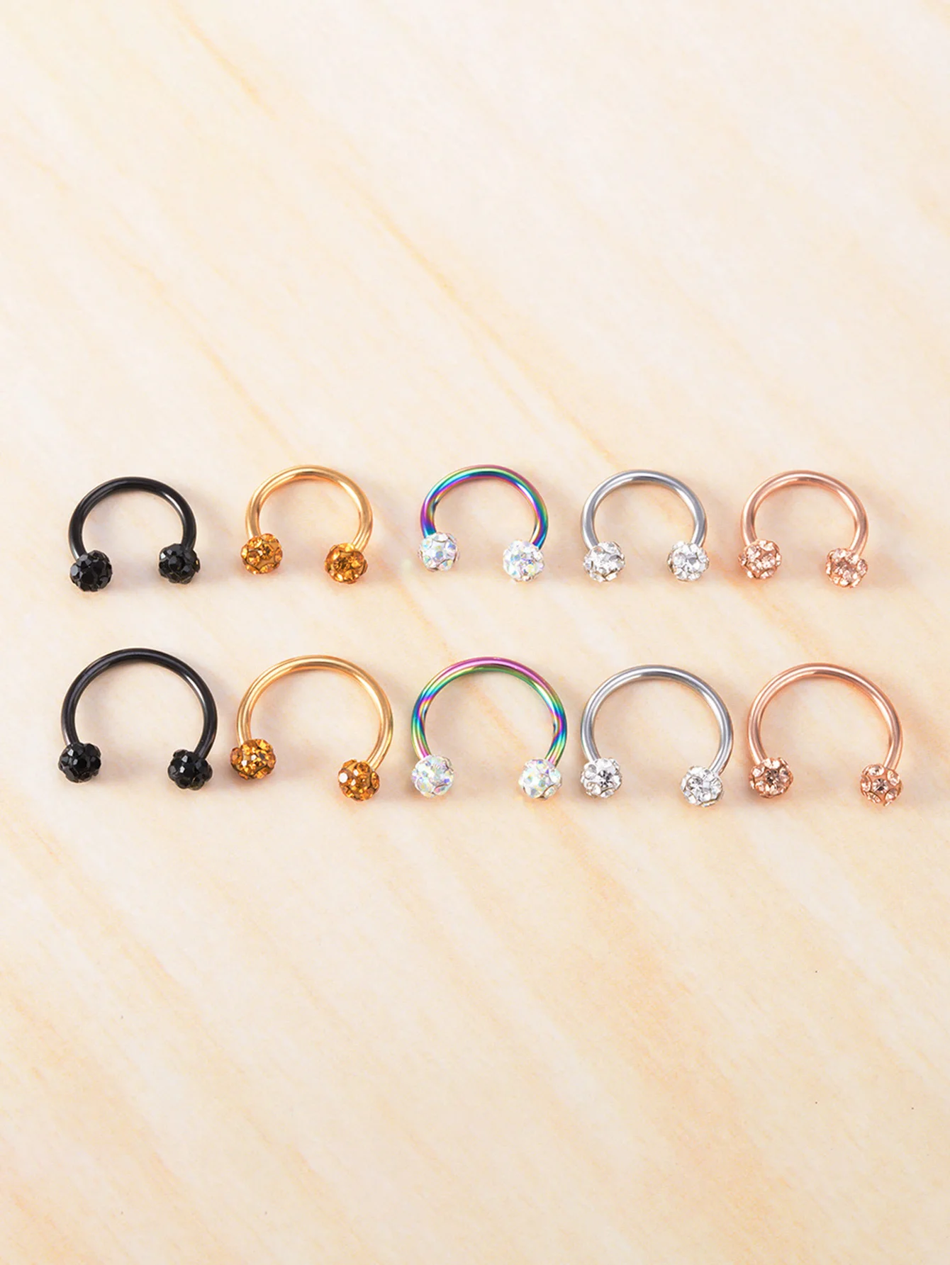 1pc Full Dirll Ball Nose Septum Cartilage Helix Eyebrow Lip Labret Horseshoe Ring Piercing Jewelry