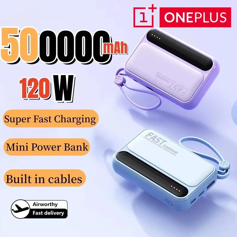 

ONEPLUS 50000 мАч Power Bank Портативный встроенный кабель Интеллектуальный цифровой дисплей Светодиодный светильник большой емкости для iPhone Samsung