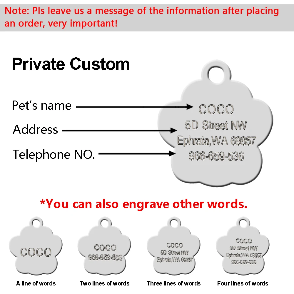 Edelstahl gravierte Haustier Name Kragen Anhänger ID Tags personalisierte Anti-verloren gravierte Diamant Anhänger Halskette für Katze Hund ID – Detail 8
