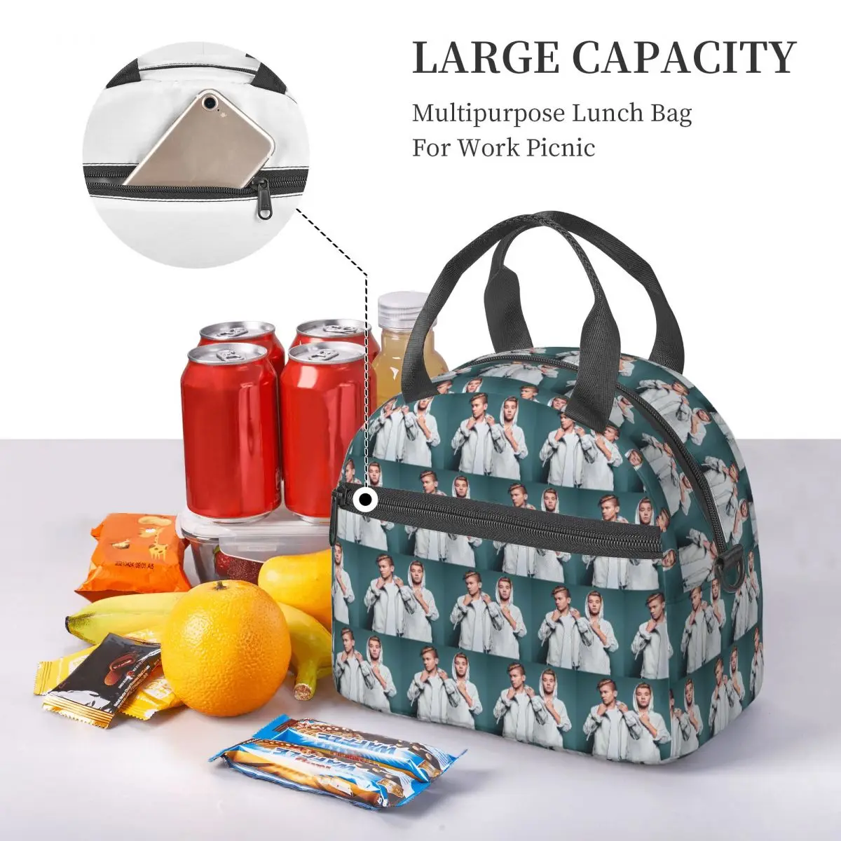 Marcus And Martinus Sweden Norway Eurovision Insulated Lunch Bag for Women Bento Storage Food Boxes Cooler Thermal Lunch Box