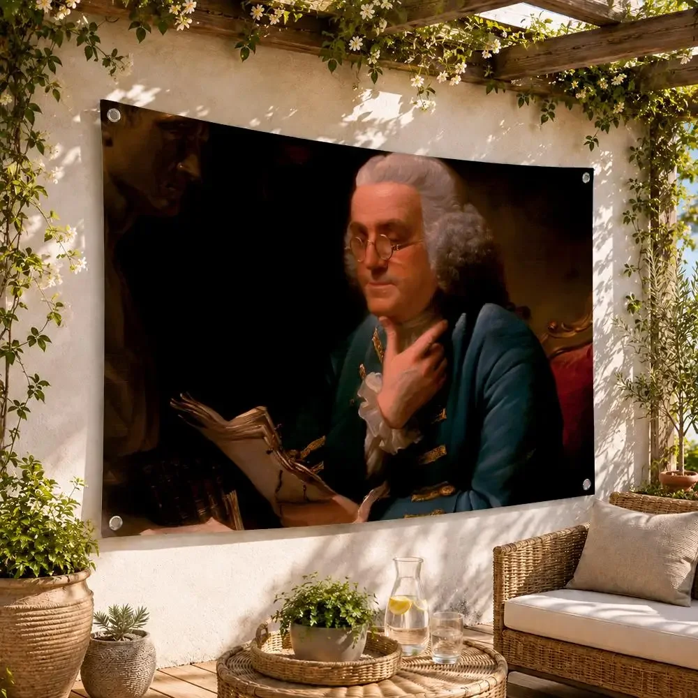 Benjamin‑Franklin Meme Flags Flag Soft skin-friendly Durable Tapestry Outdoor party Home living room bedroom Decoration