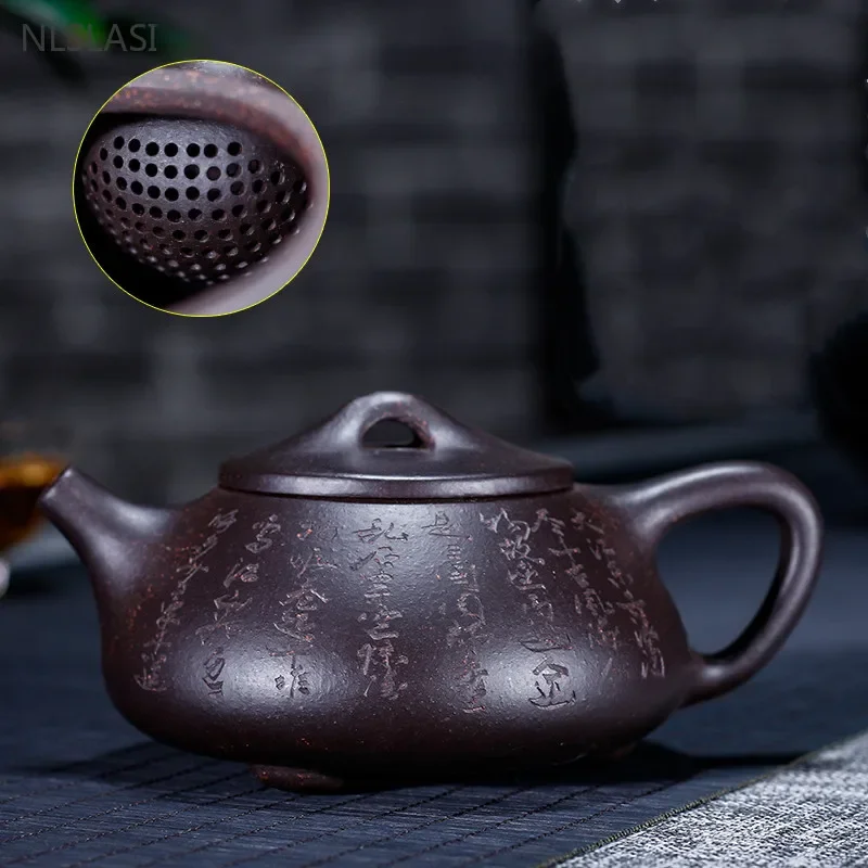 200ml Chinese Yixing Purple Clay Tea Pot Handmade Beauty Stone Scoop Teapot Household Ball Hole Filter Tea Infuser Zisha Teaware
