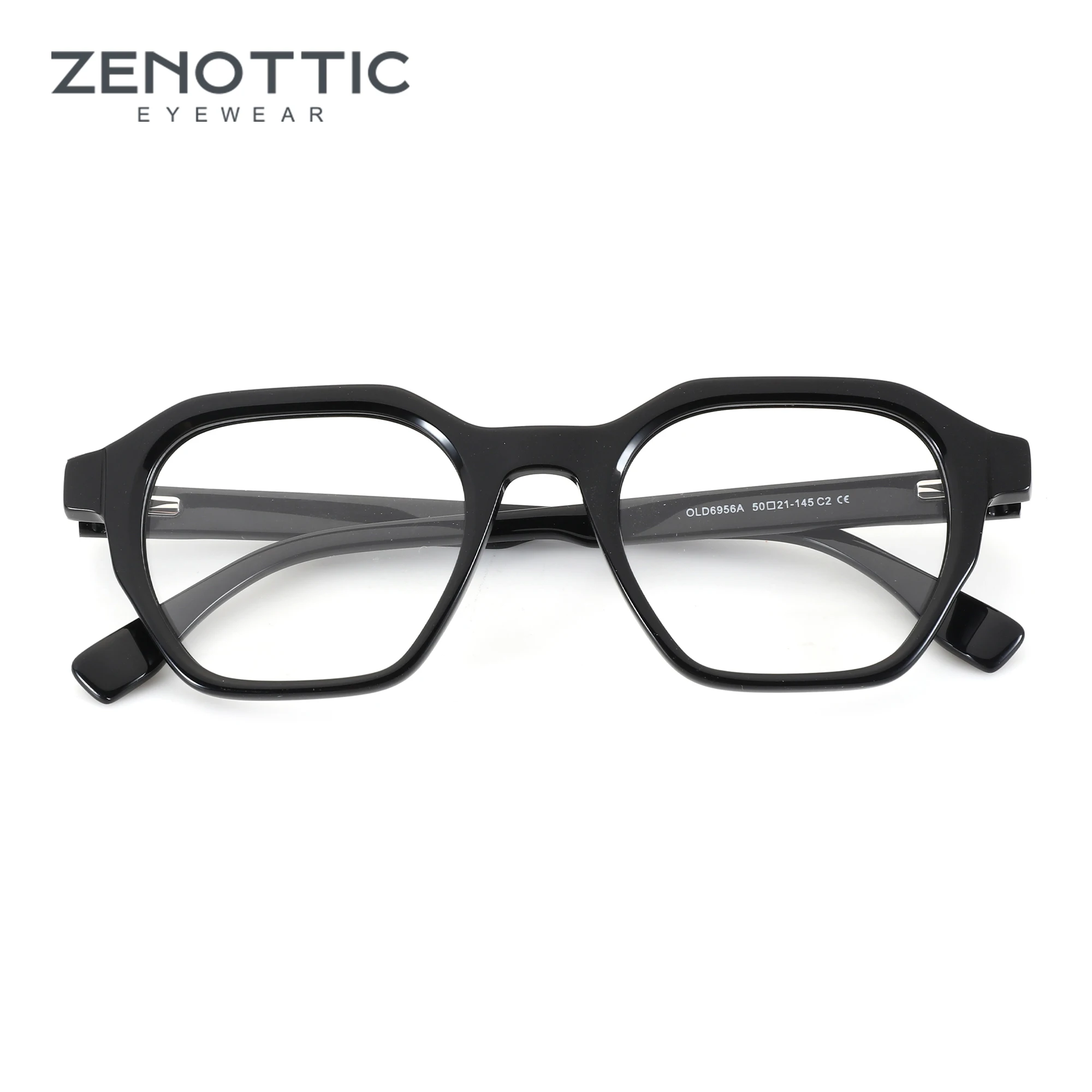 

ZENOTTIC Fashion Acetate Mens Glasses Frame Polygon Non Prescription Optical Eyewear for Men