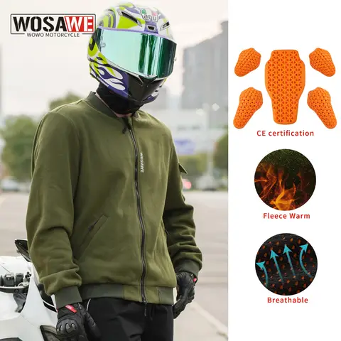 WOSAWE Motorcycle Racing Jacket Cold-proof Windproof Winter Men Motorbike Riding Moto Jacket With CE Protective Armor