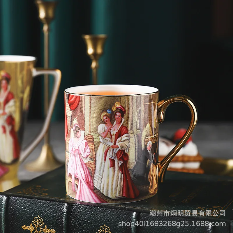 Coffee Cup Designer High-value Exquisite Light Luxury Ceramic Set High-end Court Style Afternoon Tea Set Mugs Coffee Cups  Mug