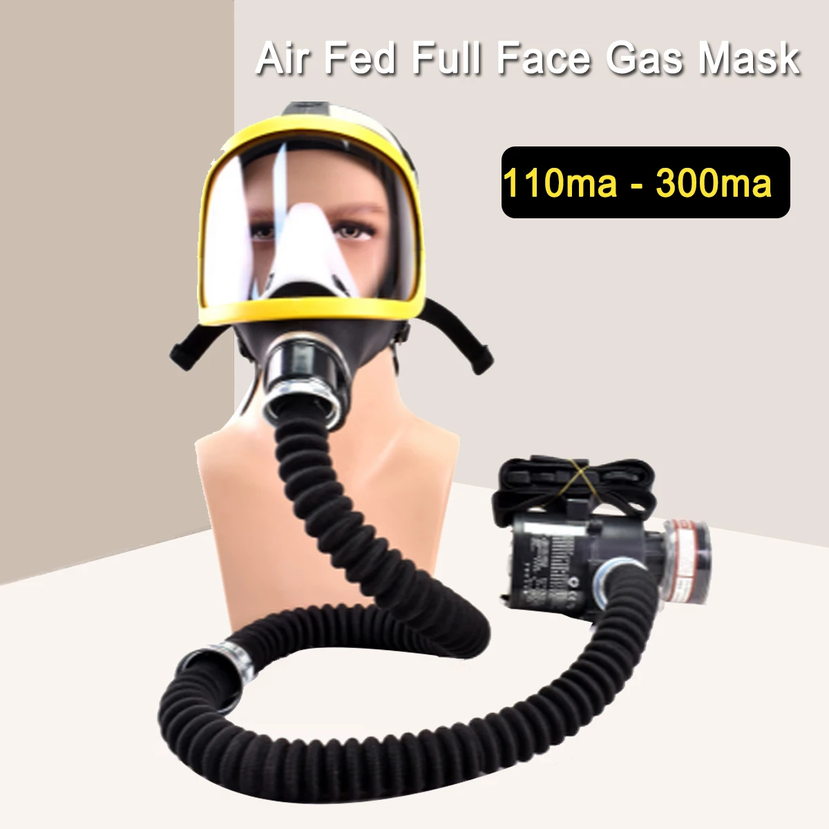 قناع تنفس كهربائي واقٍ مزود بتدفق ثابت، قناع تنفس لكامل الوجه، مستلزمات السلامة في مكان العمل، نظام تنفس