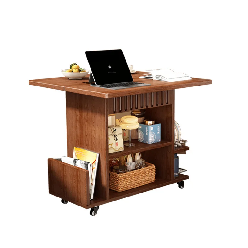 

Solid wood edge table movable folding new Chinese-style home living room