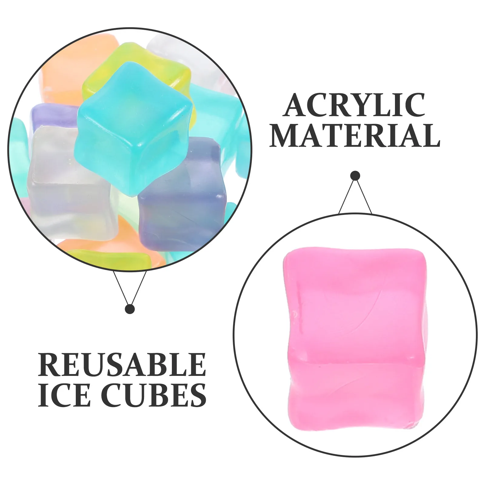 25Pcs Refreezable Reusable Ice Cubes Acrylic Material Non Melting No Flavor Transfer Glow in Dark for Whiskey Wine Coffee