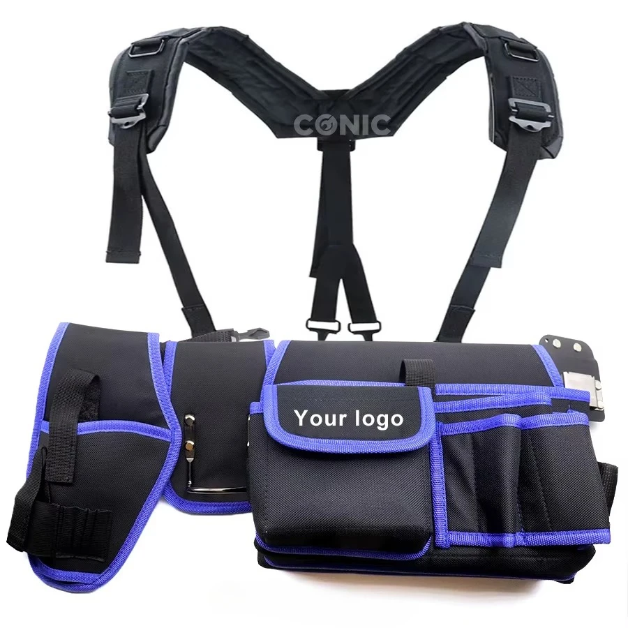 

Portable Drill Driver Electrician Tools Pocket Bit Holder Belt Pouch Waist Cordless Drill Storage Bag with Suspender