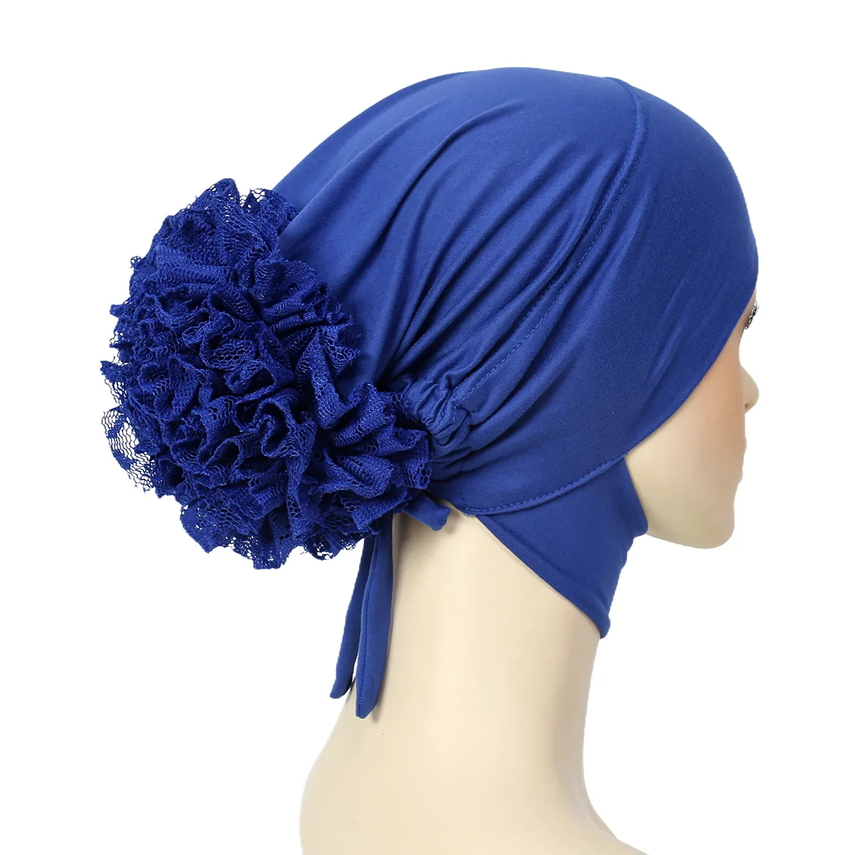 Under Hijab Caps Big Flower Underscarf Women Muslim Inner Hijab Turbans Islamic Headwear Accessories Female Head Wraps Bonnet