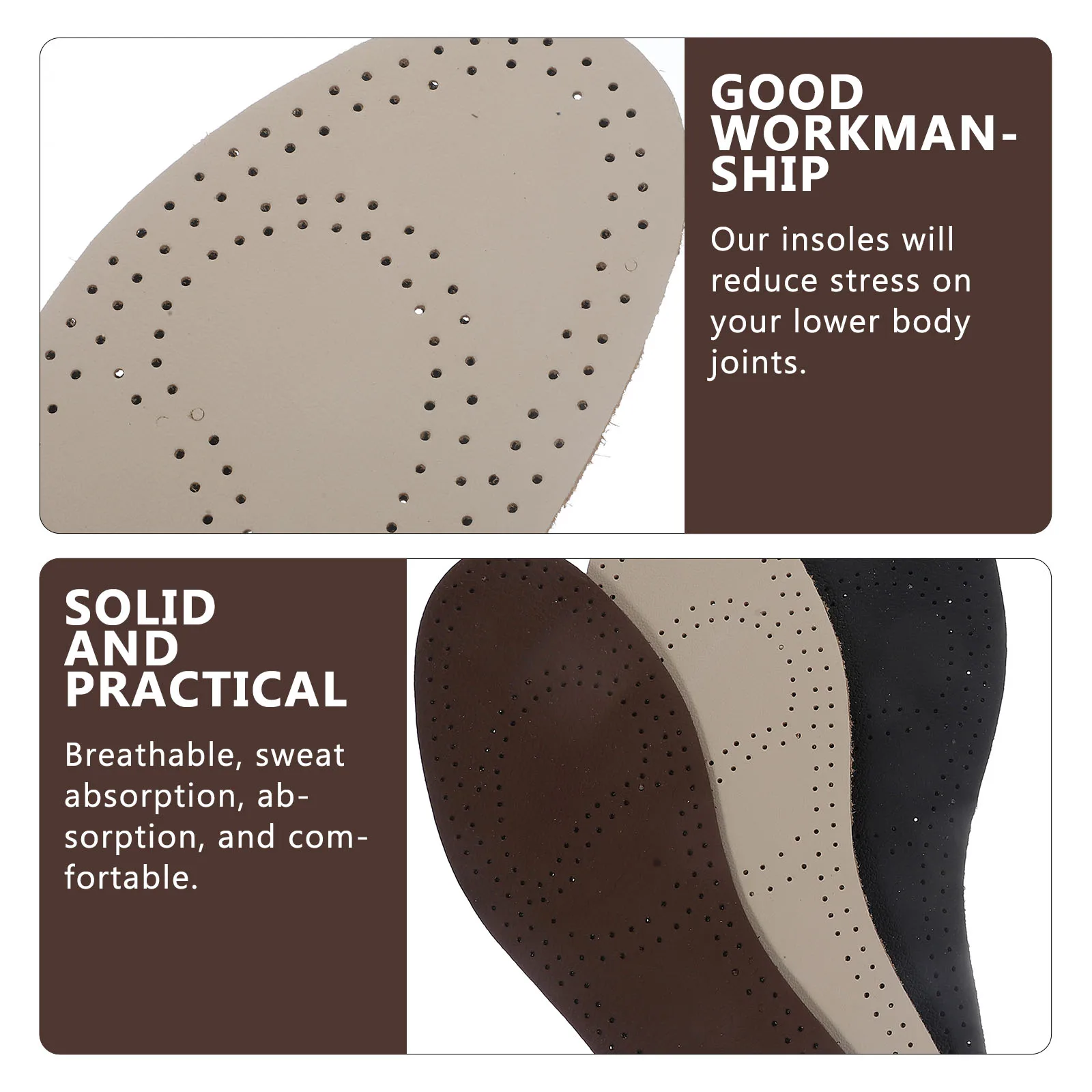 

3 Pairs Cowhide Insoles Breathable Shock Absorbing Damping Inserts Deodorant Sweat Pads Shoes Size Adjustable Foot Care Tools