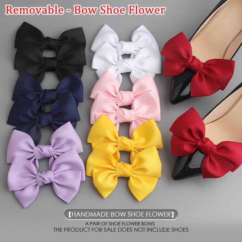 Schuhclips mit Schleife und Blumen, Abnehmbare Schuh-Accessoires für Braut-Hochzeitsdekoration, Modische Damen-Party-High-Heels, 1 Paar Schuhblumen