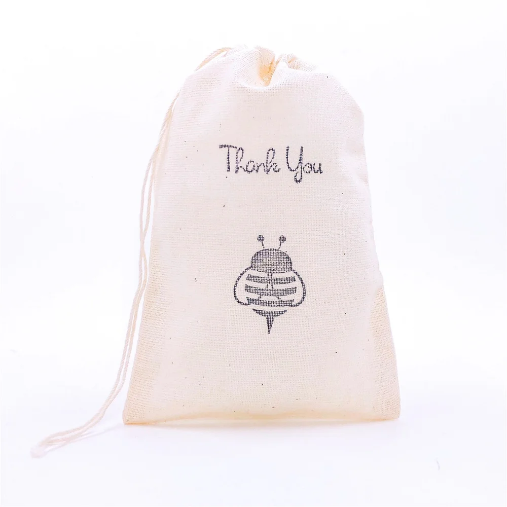 

20PCS Bee Bumblebee Favor Bags Flower Party Bag Birthday Muslin Bag Baby Shower Gift Goodie Bag Wedding Welcome Bachelorette Pet