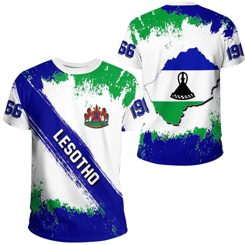 

Lesotho Map Flag 3D Print T Shirt For Men Clothes National Emblem Graphic T Shirts Africa Country T-Shirt Casual Boy Jersey Tops