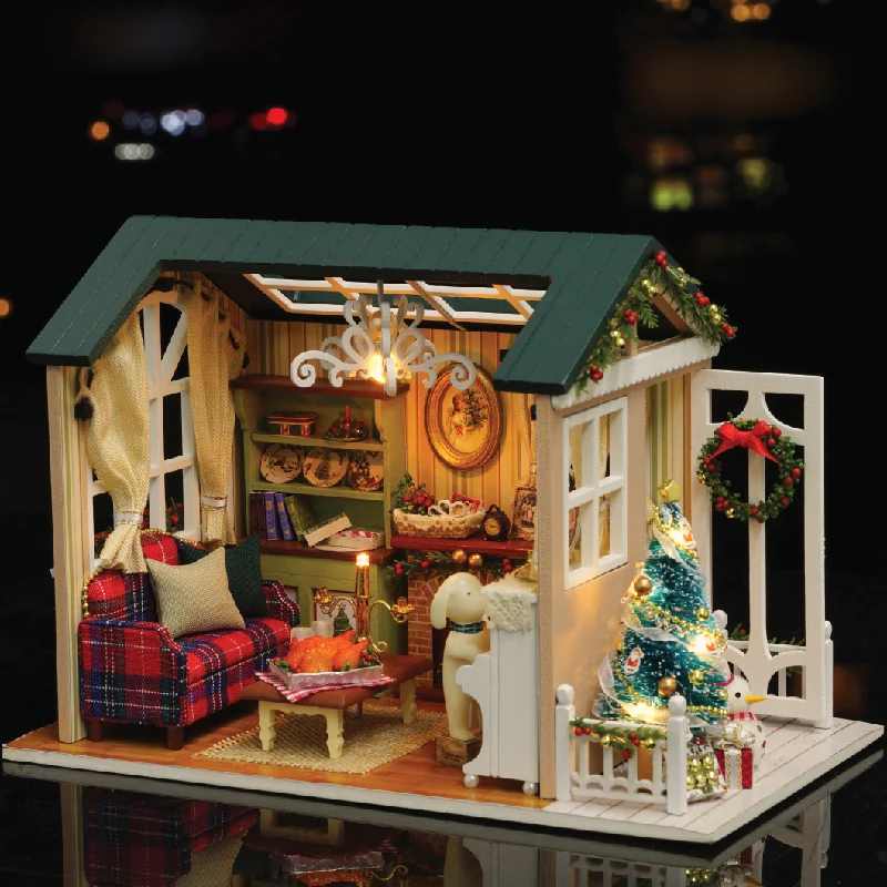 CUTEBEE casa delle bambole in miniatura in legno fai da te casa delle bambole con mobili giocattoli per bambini regalo di natale