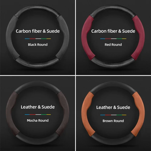 Imagen 2 del producto Adecuado para Peugeot gamuza mate textura de fibra de carbono protector para volante adecuado para 206 208 3008 308 207 307 2008 508 5008 407 107 Partner Rifter Tepee 106 306 Boxer Expert 205 Rcz 2019 408