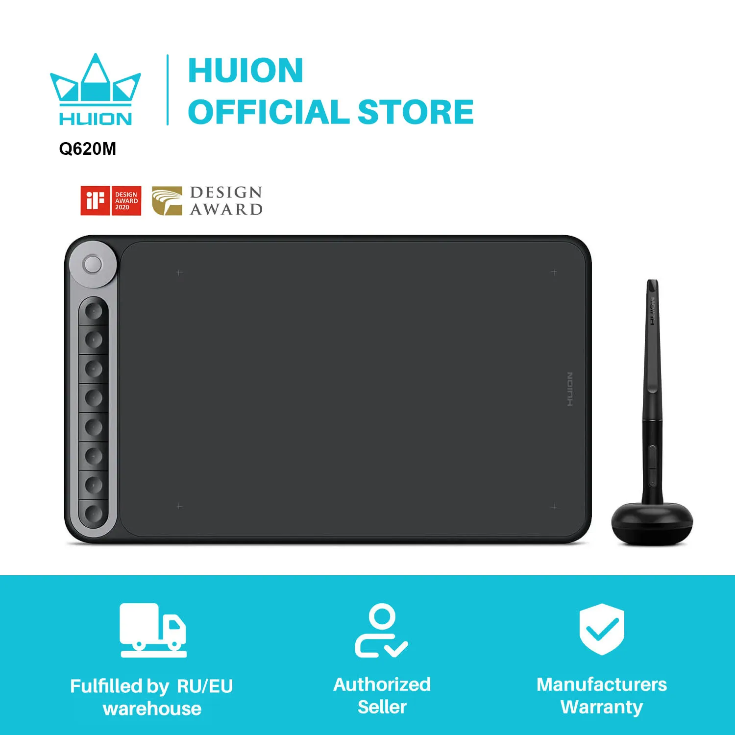 Huionl Inspiroy Dial Q620M Graphic Drawing Tablet  266PPS Wireless Connection Digital Pen Tablet with Dial for PC and Android OS