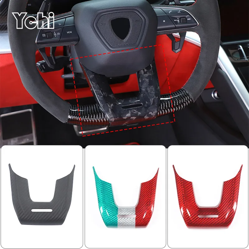

Real Carbon Fiber Car Styling Steering Wheel Decorative Frame Panel Cover Trim For Lamborghini URUS 2018-2021 Car Accessories