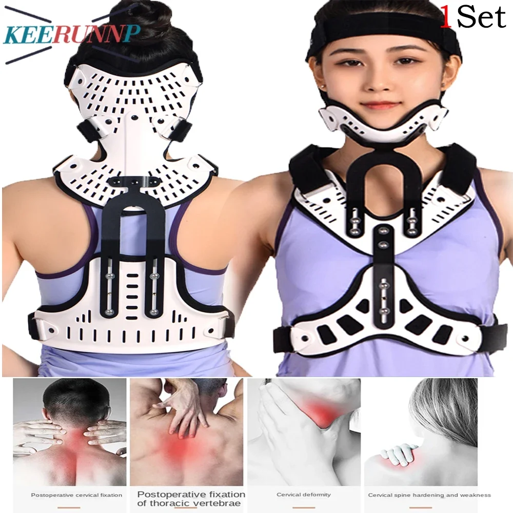 Orthosis Cervical Thoracic Halo Brace,Adjuatable Cervical Thoracic Orthosis Head Neck Chest Fixed Brace Cervical Traction Device