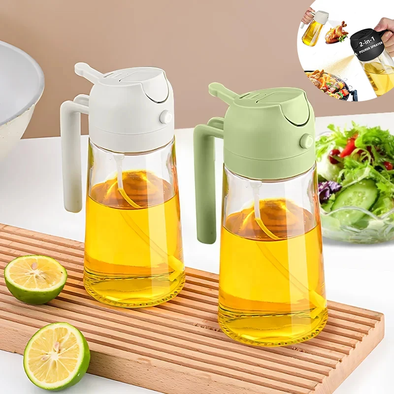 

2 In 1 Glass Oil Spray Bottle With Pour Spout Nozzle Olive Dispenser Dual-purpose Camping Bbq Baking Soy Sauce Oven Picnic Tool