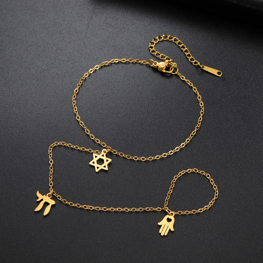 Dawapara Davidstern und Chai Armband Handkette Jüdisches Hexagramm Glücksbringer Judaica Schmuck Edelstahlschmuck – Detail 23
