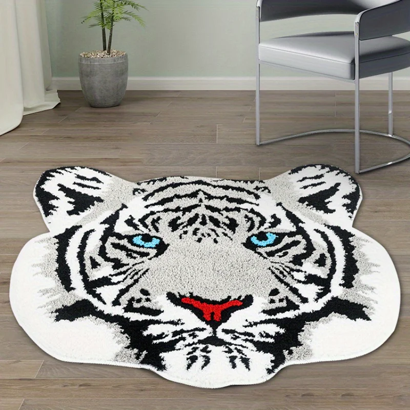 Creative Tiger Head Personality Carpet Interior Room Plush Comfort Rug Home Washable Animal Rugs Fluffy Soft Lounge Rug