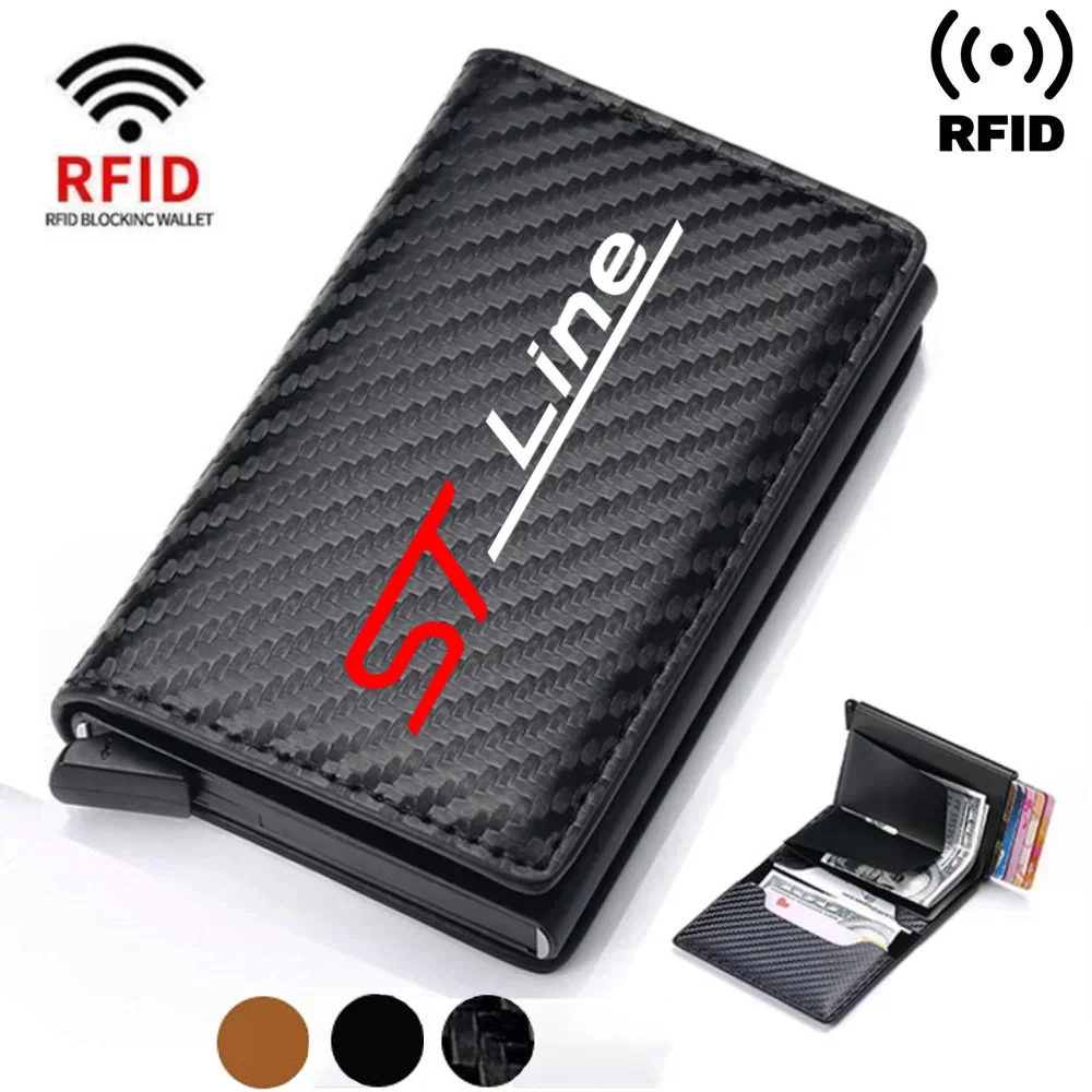 Rfid Credit Card Holder Men Wallets Bank Cardholder Leather Wallets For ford ST LINE stline kuga fiesta car accessories interior