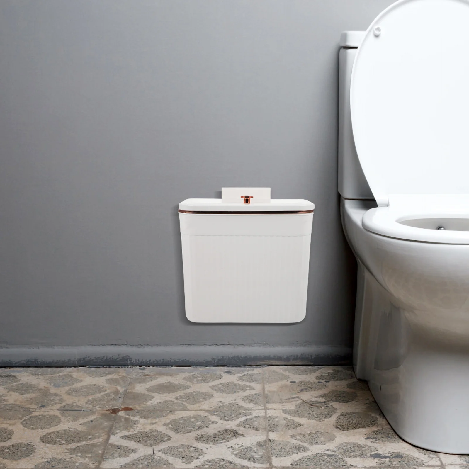 

Compact Covered Trash Can Hanging on Door Or Wall Ideal for Kitchen Countertop Compost Bin Household Waste Basket Organizer