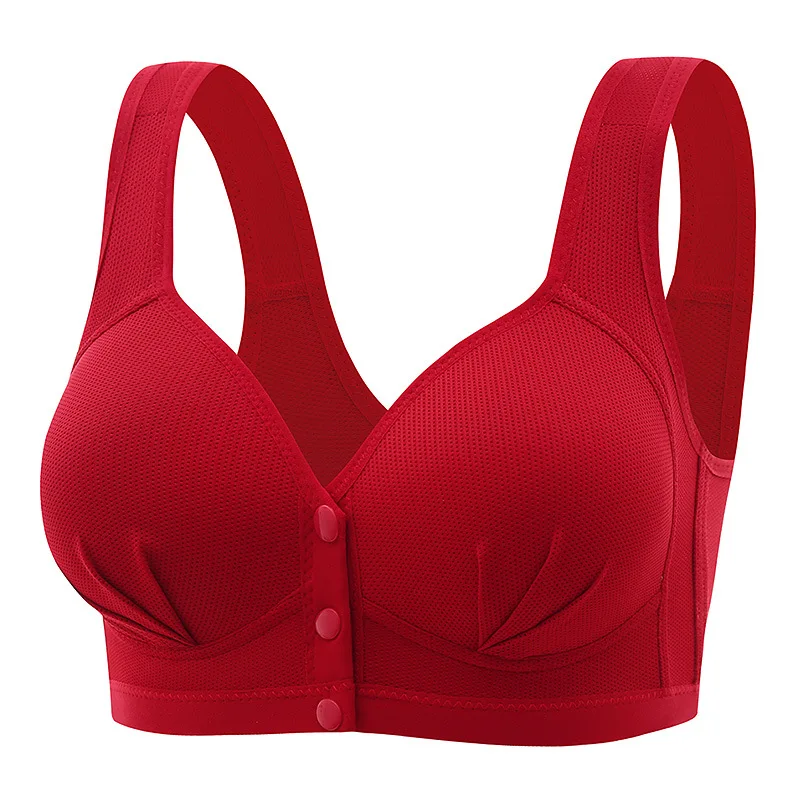 New Plus Size Front Buckle Breastfeeding Underwear Non-steel Rings Push-up Side-closed Thin Cup Button Vest Bra For Mothers