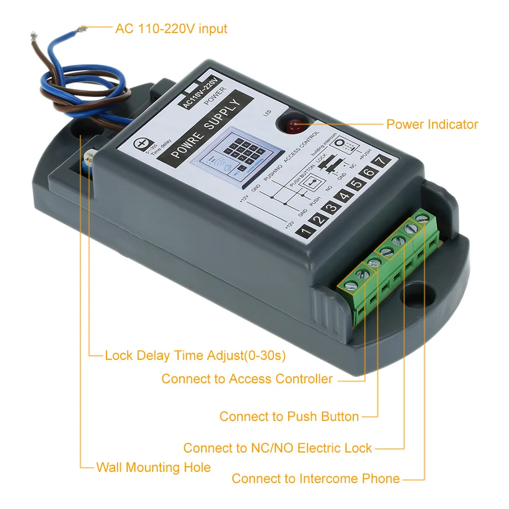 Access Control Power Supply 110V~220V Wide Voltage 12v3A Output Small Volume Used For Access Control System