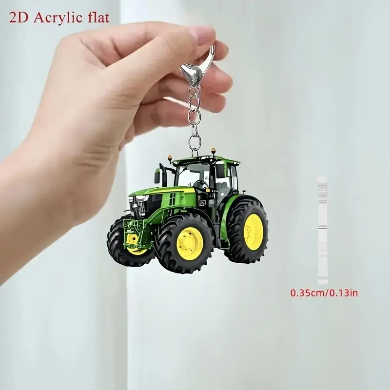 Tractor Keychain 2D Flat Style Mini Pendant for Backpack Car Keychain Popular Farm Toy Gift 1PCS