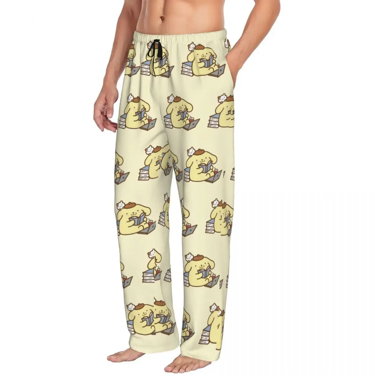 Custom Pompompurin Pajama Pants Men's Kawaii Lounge Sleep Drawstring Sleepwear Bottoms with Pockets