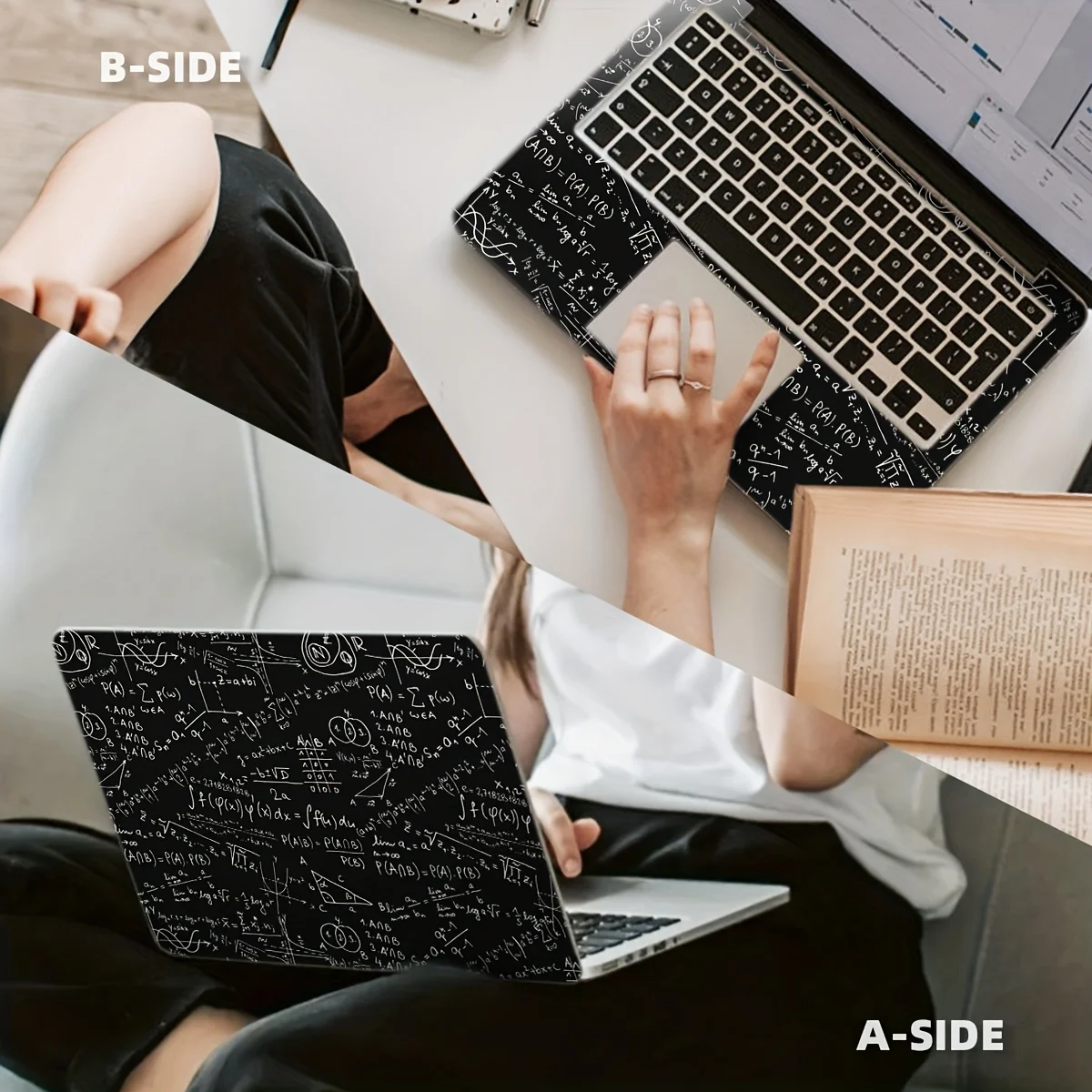 A set of two mathematical formula patterns, laptop full size brand universal sticker protective film 14.56inchX10.6inch.