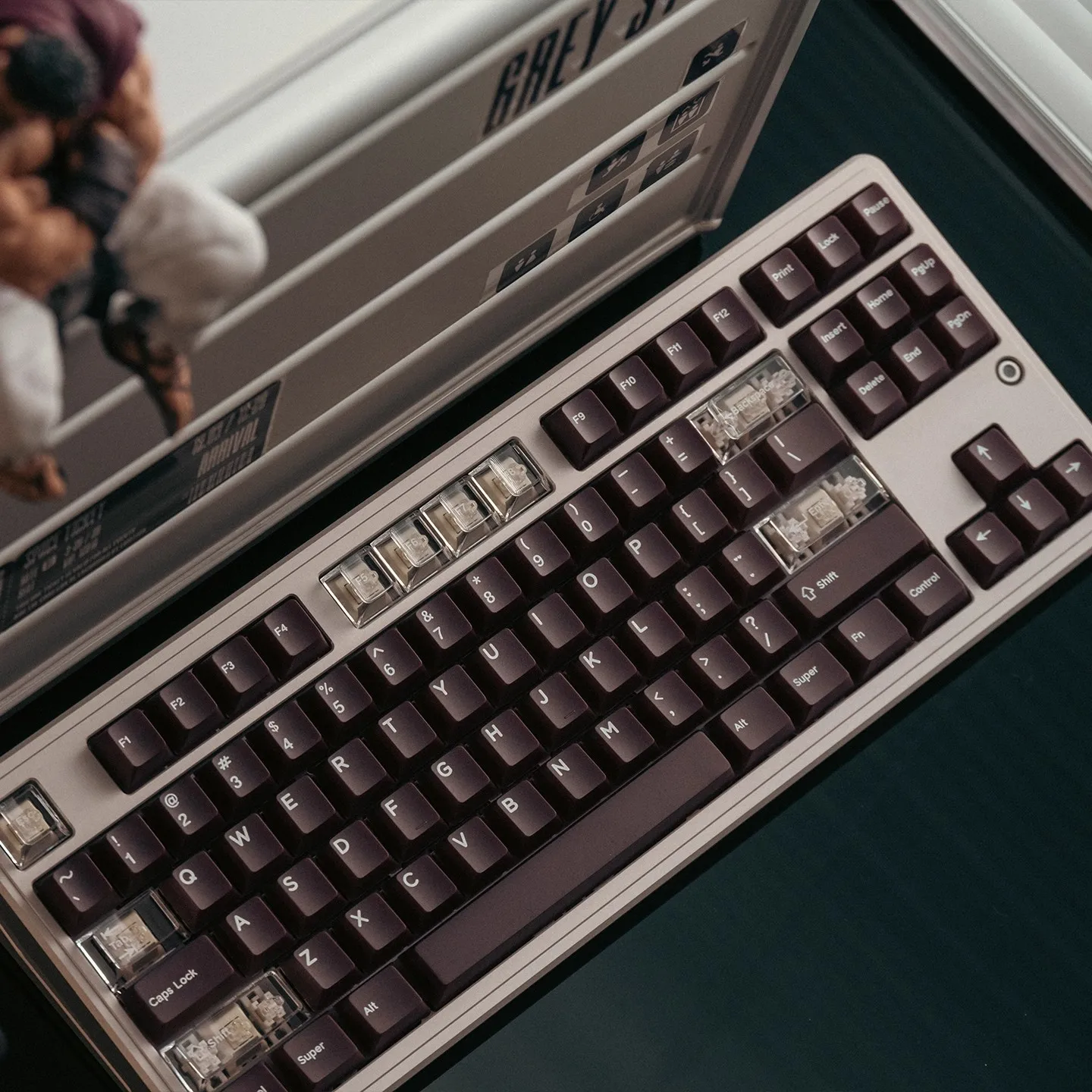 

Burgundy/Black-Gray Theme Keycaps PBT+PC Cherry Profile Customised Gaming Keyboard Cap for Mechanical Keyboard Gifts