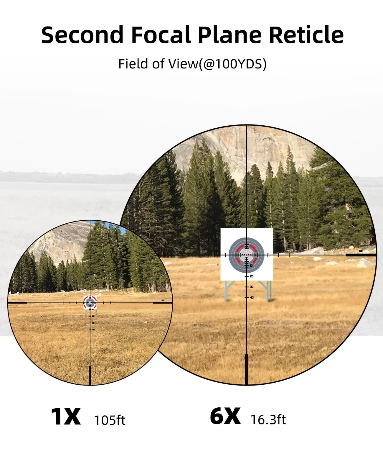 CVLIFE 1-6x LPVO Zielfernrohr Optik Zielfernrohr Entfernungsmesser Absehen mit 30 mm freitragender Halterung für Picatinny-Schiene abschließbarer Turm