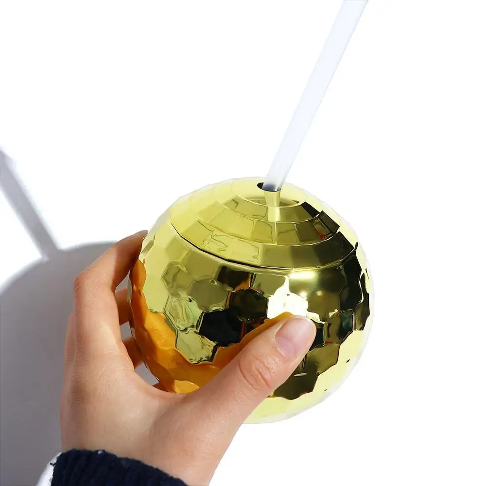 Party with Straw Glitter Sparkly Disco Ball Cup Wine Goblets Cocktail Bar Tools