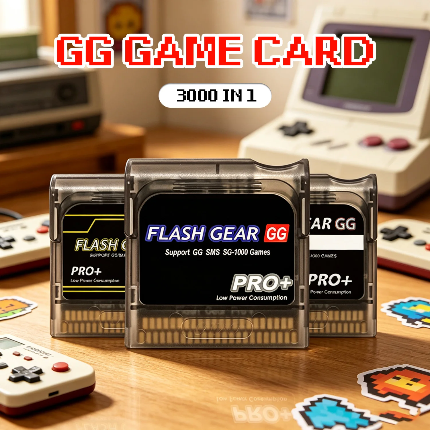 2026 New 1000 in 1 Flash Gear GG Pro+ Memory Card FlashCard for SEGA Game Gear GG GAme Console with 4G TF Card