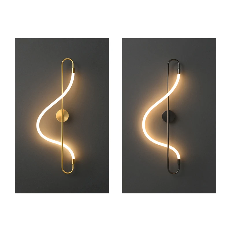 Artistic Music Notes LED Gold Black Silver White Lámparas De Pared Wall Lamps Wall Light Wall Decor Arandela Externa For Bedroom