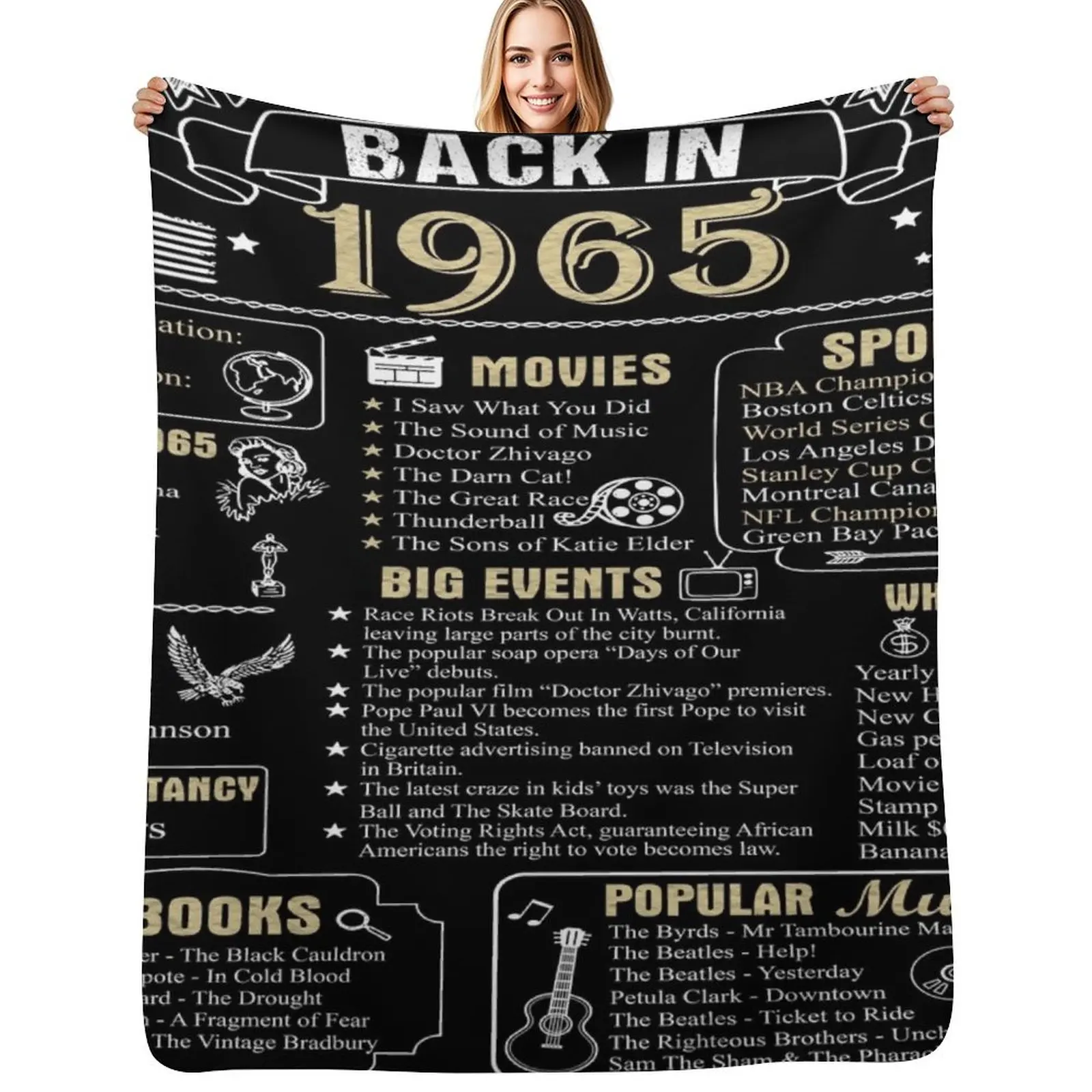 الذكرى السنوية لعيد الميلاد 1965 التاريخ مرة أخرى في عام 1965 رمي بطانية ثقيلة للنوم بطانيات حرارية واحدة لطيفة منقوشة