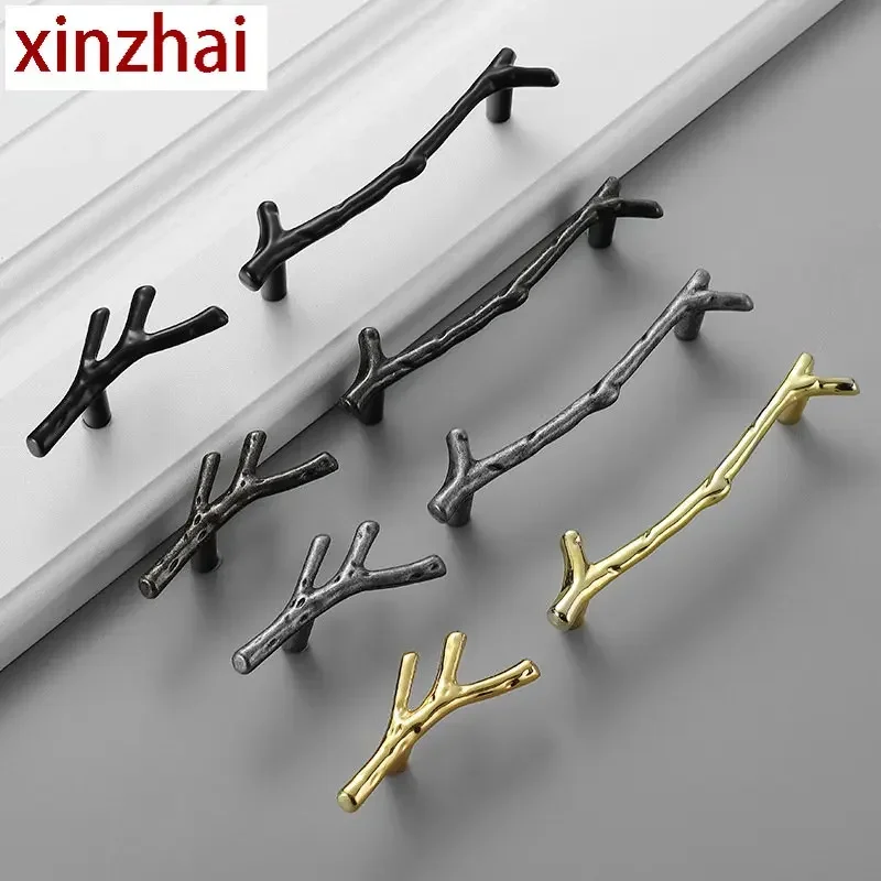 Tree Branch Cabinet Handle Black Silver Bronze Gold Kitchen Door Knobs and Handles Drawer Pulls Decoration Hardware