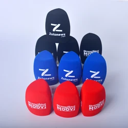 Flocking Microphone Sponge Printing Covers Mic Windscreen Customized Logo Foam Windsshield For TV Stations Reporters Interview
