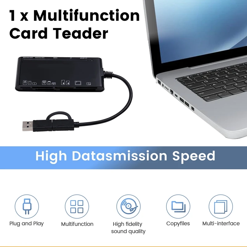 7-in-1 USB 3.0 Typ-C Multifunktions-Kartenleser CF/XD/MS/SD/TF-Kartenleser für Windows Vista/XP/7/8/10/, Linux, Os