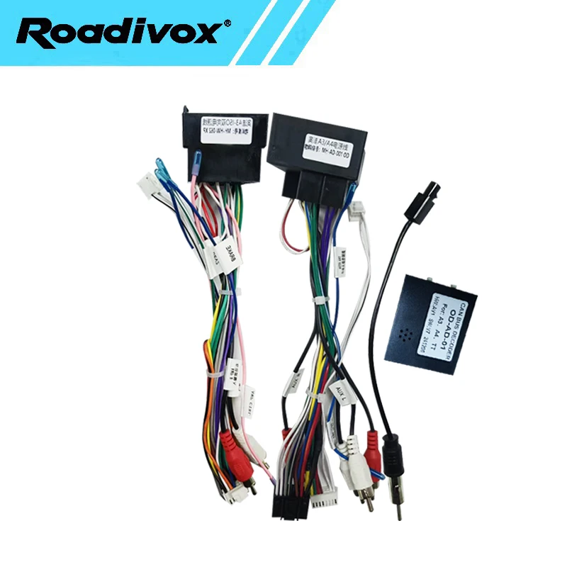 Android Car Radio Canbus Box Decoder For AUDI A3 A4 TT A6 16Pin Car Stereo Wiring Harness Adapter Power Cable